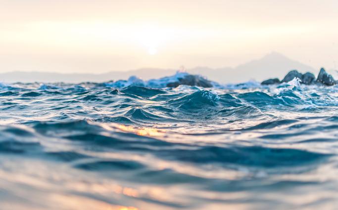Close up on waves crashing