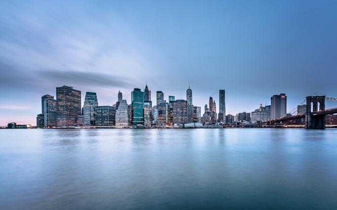 City buildings from water